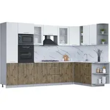 Готовая кухня Интерлиния Мила 1.88x3.2 правая (белый платинум/дуб веллингтон/белый гранит)