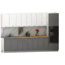 Кухонный гарнитур Eligard Lion 3.2 (белый/дымчатый алмаз/дуб бунратти)