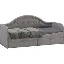 Кровать-тахта Трия Адель тип 1 с мягкой спинкой 80x200 (велюр светло-серый)
