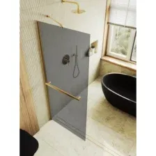 Душевая стенка MaybahGlass 89x195 MGD-735-3ш (графитовое стекло/золотой)