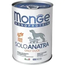 Влажный корм для собак Monge Monoprotein паштет из утки, консервы (400г)