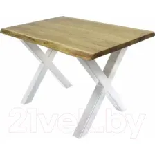 Обеденный стол Buro7 Икс с обзолом 120x80x76 (дуб натуральный/белый)