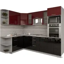 Готовая кухня Интерлиния Мила Gloss 1.68x2.6 левая (бордовый-черный)