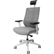 Кресло офисное Chair Meister Nature II Slider 3D с подлокотниками (каркас белый/ткань серая)