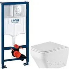 Унитаз подвесной Grossman GR-4410SQ + GROHE Rapid SL 38721001 (с кнопкой)