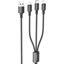 Кабель Borofone BX72 USB Type-A - Lightning/USB Type-C/microUSB (1 м, черный)