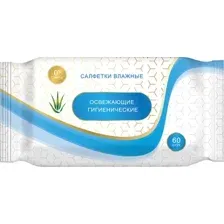 Влажные салфетки No Brand Освежающие с ароматом Алоэ и зеленый чай (60шт)