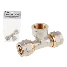 Тройник для труб PEX 16(2.0) х 1/2" вн. х 16(2.0) AV Engineering AVE309007