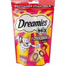 Лакомство для кошек Dreamies Mix с говядиной и сыром (140г)