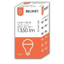 Светодиодная лампочка Belsvet LED-M A65 E27 15 Вт 3000 К