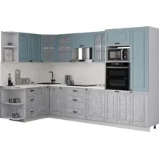 Готовая кухня Интерлиния Мила Деко 1.68x3.2 LV (керамика/океан/опал светлый)