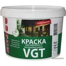 Краска VGT Для наружн/внутр. работ Моющаяся ВД-АК-1180 3 кг (белоснежный)
