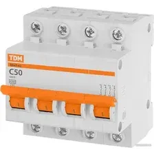 Выключатель автоматический TDM Electric ВА47-63 4Р 50А SQ0218-0035