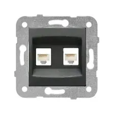 Розетка компьютерная RJ-45 двойная GUNSAN Moderna черная (01283400-157332)