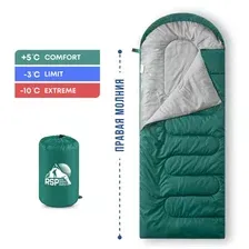 Спальный мешок RSP Outdoors Sleep 350 R (зеленый, 220x80см, молния справа)
