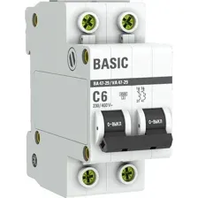Выключатель автоматический EKF ВА 47-29 2P 6A (C) 4.5кА mcb4729-2-06C
