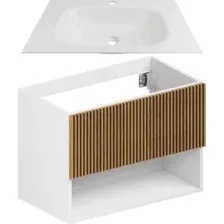 ЗОВ Тумба с умывальником Кито-2 70 2K70LW0MRM + Oliveeka Flow F70WF (белый/тростник)