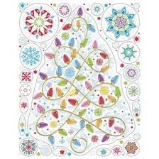 Новогоднее оконное украшение Елочка с гирляндой, ПВХ пленка, с раскраской на картонной подложке, 3038см, 86046