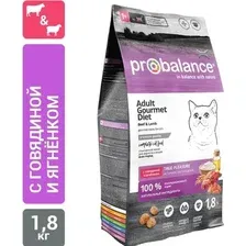 Сухой корм для кошек Probalance Adult Gourmet Diet с говядиной и ягненком 1.8 кг