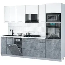 Готовая кухня Интерлиния Мила Gloss 2.65-ПМ3 (керамика/белый/белый гранит)