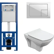 Унитаз подвесной Cersanit Carina New Clean On с инстал. Link Pro (с кнопкой Corner 64077 белый)