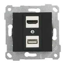 Розетка Mutlusan Rita HDMI  USB Type-A 2200-459-0184 (черный матовый)