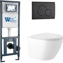 Унитаз подвесной Saniteco KW-9003W Rimles + WeltWasser Marberg 410 + Marberg 507 RD MT-BL
