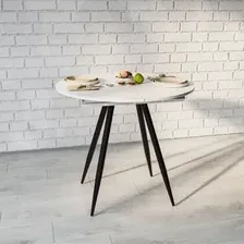 Кухонный стол ВВР Элип (дуб крафт белый/черный конус, ЛДСП)