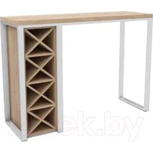 Барный стол Hype Mebel Уайн 120x40x110 (белый/дуб галифакс натуральный)