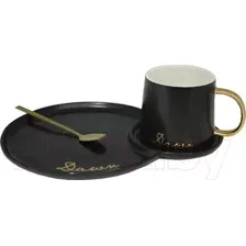 Чашка с блюдцем Lenardi 106-030 (с ложкой)