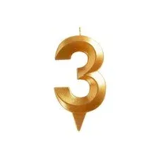 Свеча для торта Мультидом Грань Цифра 3 МС5-13 (золото)