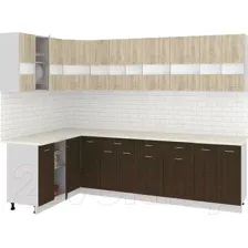 Готовая кухня Кортекс-мебель Корнелия Экстра 1.5x2.8м (дуб сонома/венге/королевский опал)