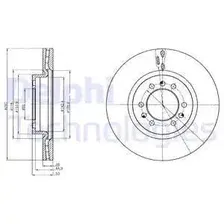 Тормозной диск DELPHI BG4339 вентилируемый , передняя ось