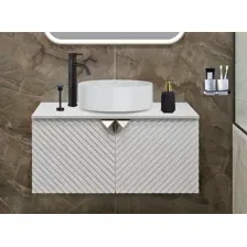 Тумба под умывальник Runo Андорра 85 (подвесная, белый матовый/белый глянец)