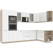 Готовая кухня Интерлиния Мила 1.68x3.2 правая без столешницы (белый платинум)