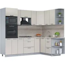 Готовая кухня Интерлиния Мила Лайт 1.68x2.4 правая (персидский жемчуг/перс. жемчуг/травертин серый)