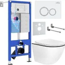 Унитаз подвесной Roxen Antares Black в комплекте с инсталляцией StounFix Dual Fresh 6 в 1 964631 (кн