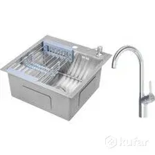 Мойка кухонная со смесителем Saniteco 4848  Spike F9S07000 (хром, с сифоном, дозатором и коландером)