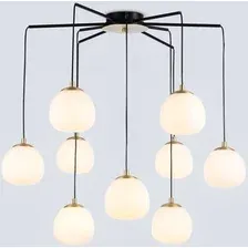 Люстра Ambrella LH51001/6+3 SGD/BK/FR (золотой песок/черный/белый матовый)