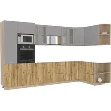 Готовая кухня Интерлиния Мила 1.68x3.4 правая без столешницы (серебристый/дуб золотой)
