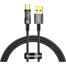 Кабель Baseus Explorer Series Auto Power-Off Fast Charging USB Type-A -USB Type-C (1 м, черный)