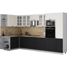 Готовая кухня Интерлиния Мила Деко 1.68x3.4 LV (черный/белый/дуб бунратти)