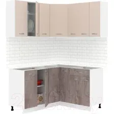 Готовая кухня Кортекс-мебель Корнелия Лира 1.5x1.4 (капучино/оникс/марсель)