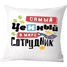 Подушка декоративная Print Style Самый ценный в мире сотрудник / 40x40plat88