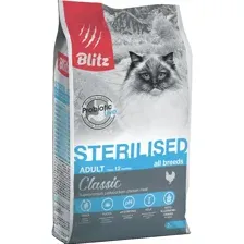 Корм для кошек Blitz Sterilised Cats Chicken, 4353, для стерилизованных кошек, курица, 2 кг