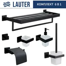 Набор аксессуаров для ванной Lauter 21SH7106221SH7109221SH7110221SH7109221SH7115221SH71112 (Matt Black, 6 предметов)
