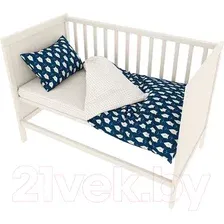 Детский комплект постельного белья Amarobaby Baby Boom КПБ-3-Белые-медведи (синий)