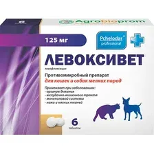 Таблетки противовоспалительные для животных Pchelodar Левоксивет для кошек и собак мелких пород (6шт)
