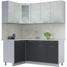 Готовая кухня Интерлиния Мила 12x18 (бетон лайт/антрацит/опал светлый)