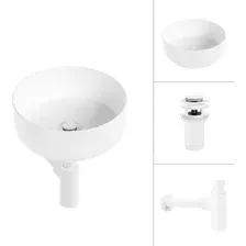 Умывальник Lauter 21499-31 + клапан 21190W + сифон 21635W (белый матовый)